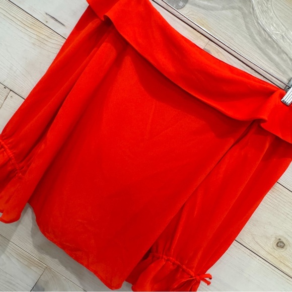 Banana republic orange flowy chiffon off shoulder boho top ❤️ - Picture 5 of 7